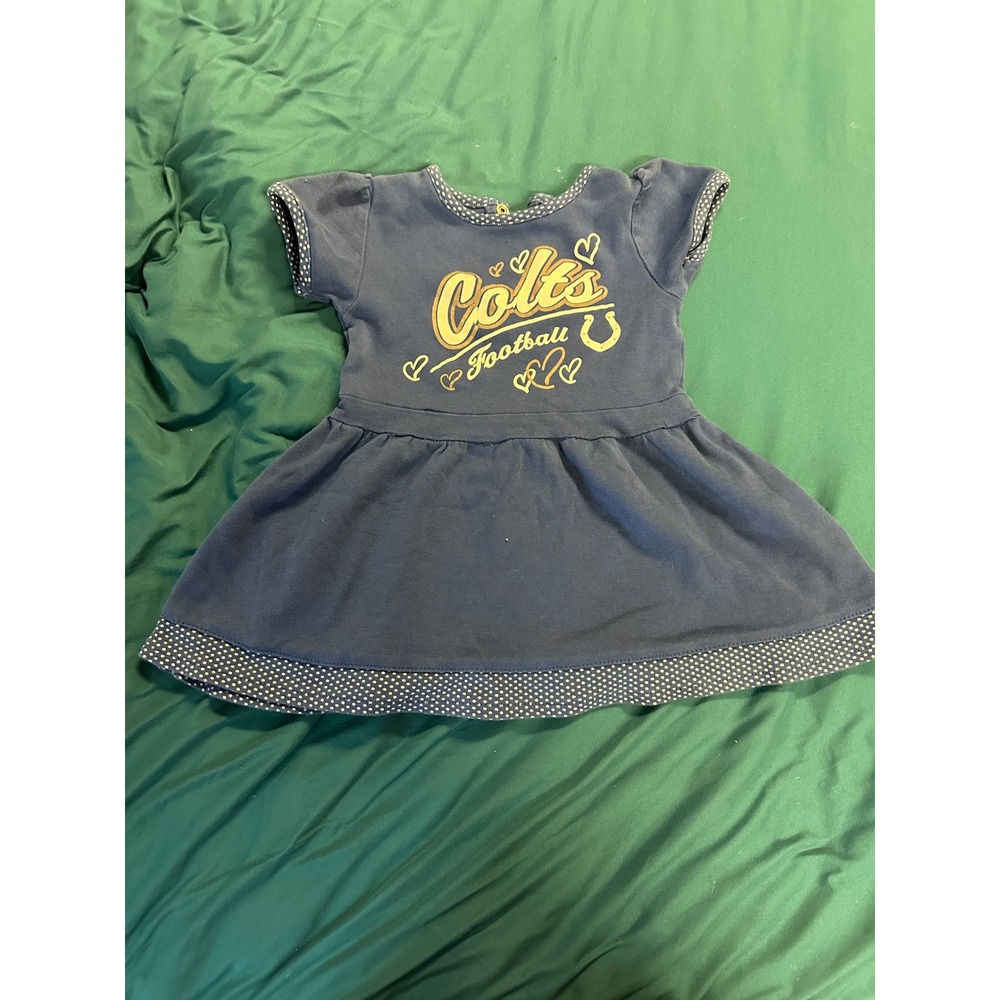 Indianapolis Colts Baby Girl Dress 3T Navy Blue Football Logo Snap Shoulder